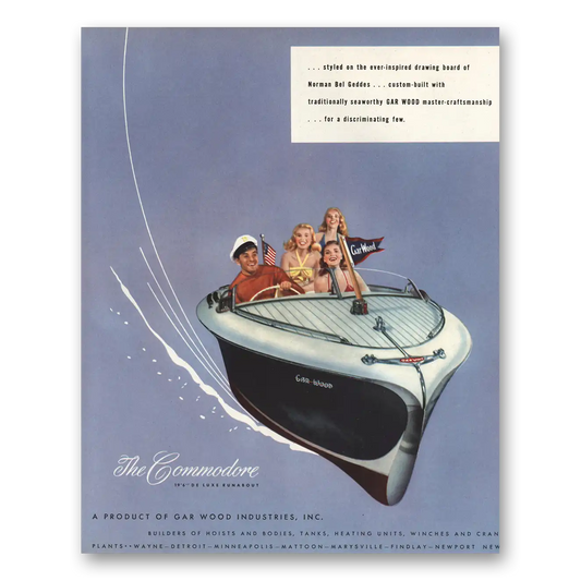 1947 Commodore Boat Styled Ever Inspired Drawing Board Vintage Magazine Print Ad