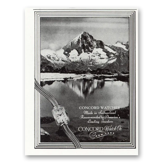 1947 Concord Watch Made in Switzerland Vintage Magazine Print Ad