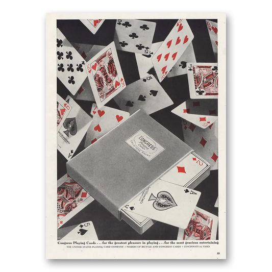 1947 Congress Playing Cards Greatest Pleasure In Playing Vintage Magazine Print Ad