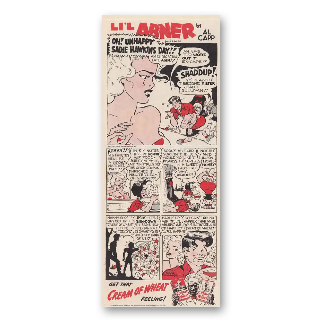 1947 Cream of Wheat Lil Abner Al Capp Vintage Magazine Print Ad