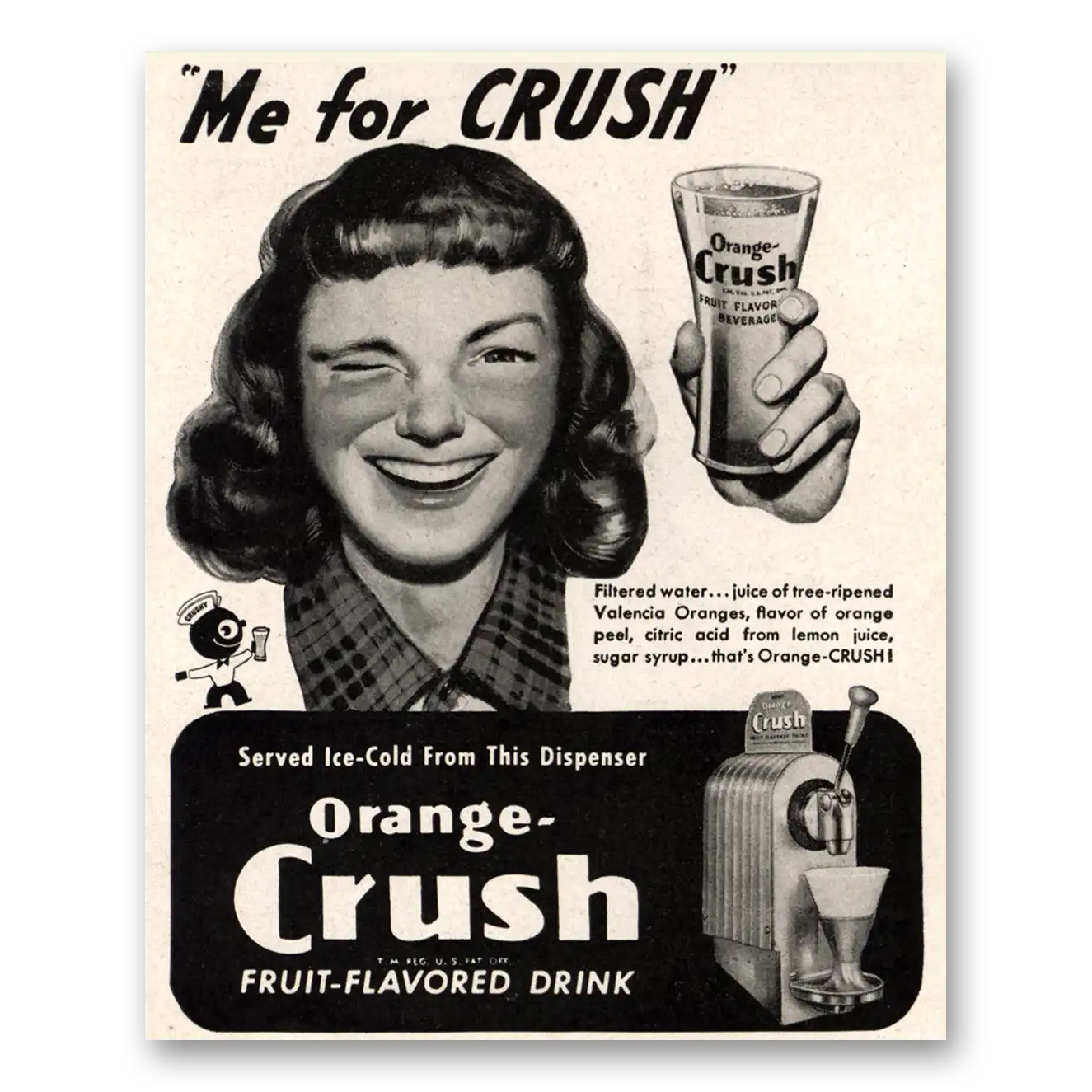 1947 Orange Crush Me for Crush Vintage Magazine Print Ad