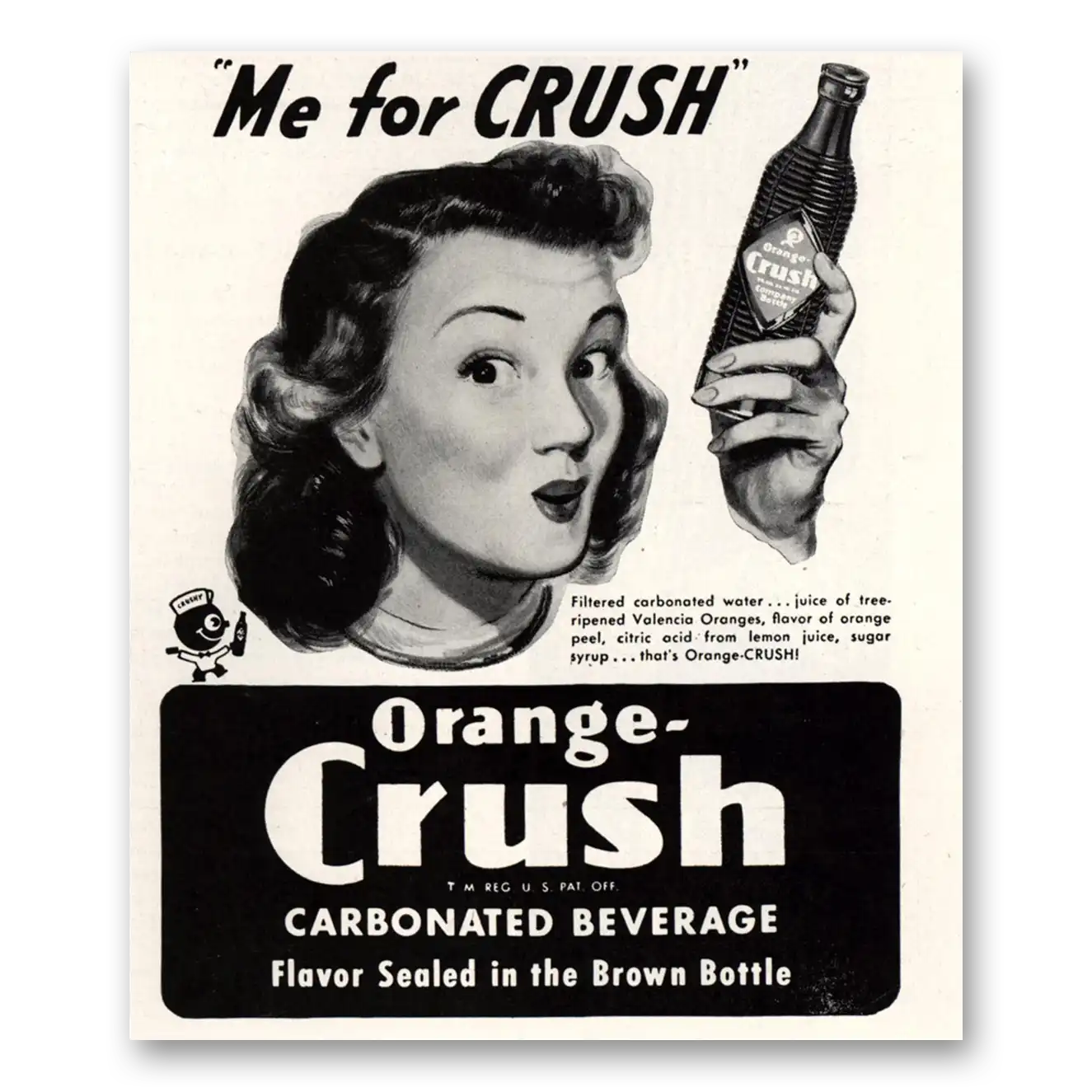 1947 Orange Crush Me For Crush Female Vintage Magazine Print Ad