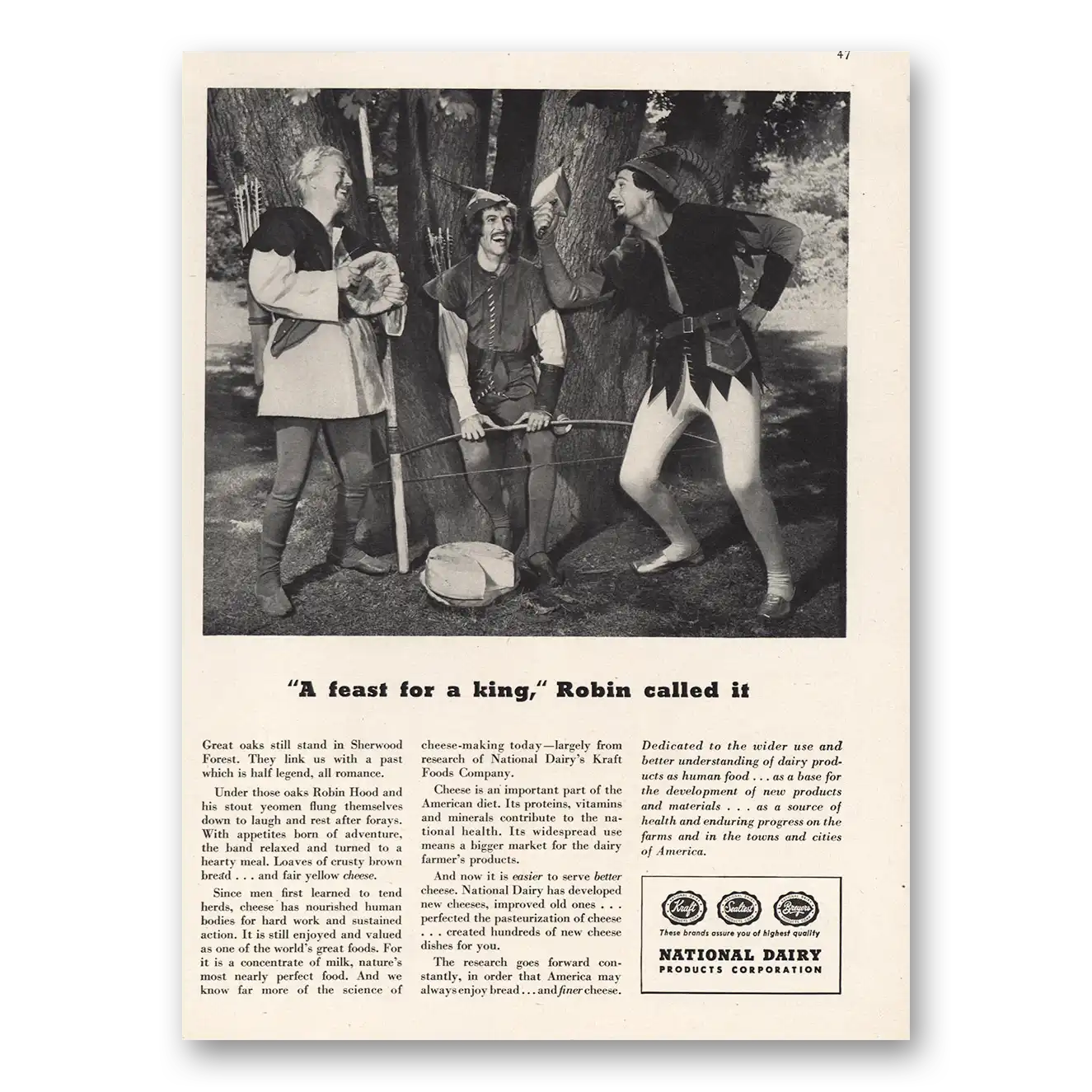 1947 National Dairy Feast for a King Robinhood Vintage Magazine Print Ad