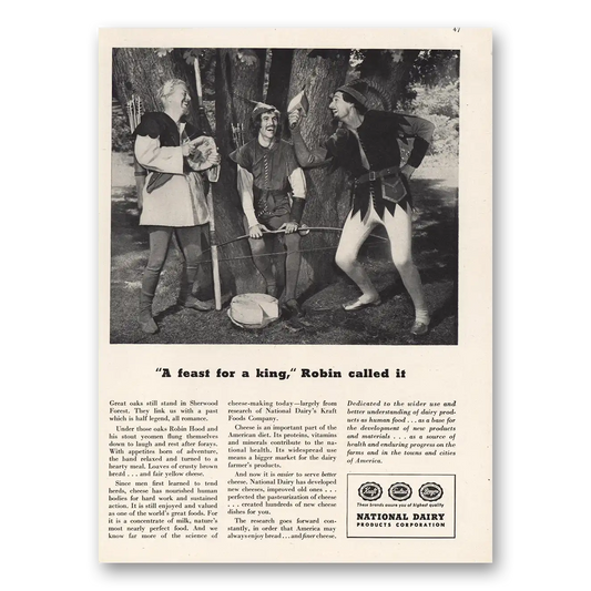 1947 National Dairy Feast for a King Robinhood Vintage Magazine Print Ad