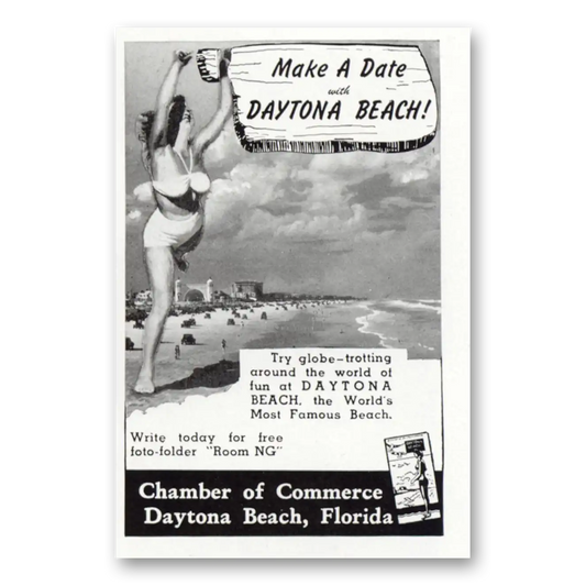 1947 Daytona Beach Florida Make Date Vintage Magazine Print Ad