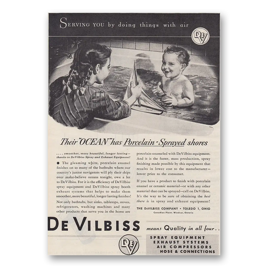 1947 DeVilbiss Spraying Equipment Ocean Has Porcelain Sprayed Shores Vintage Magazine Print Ad