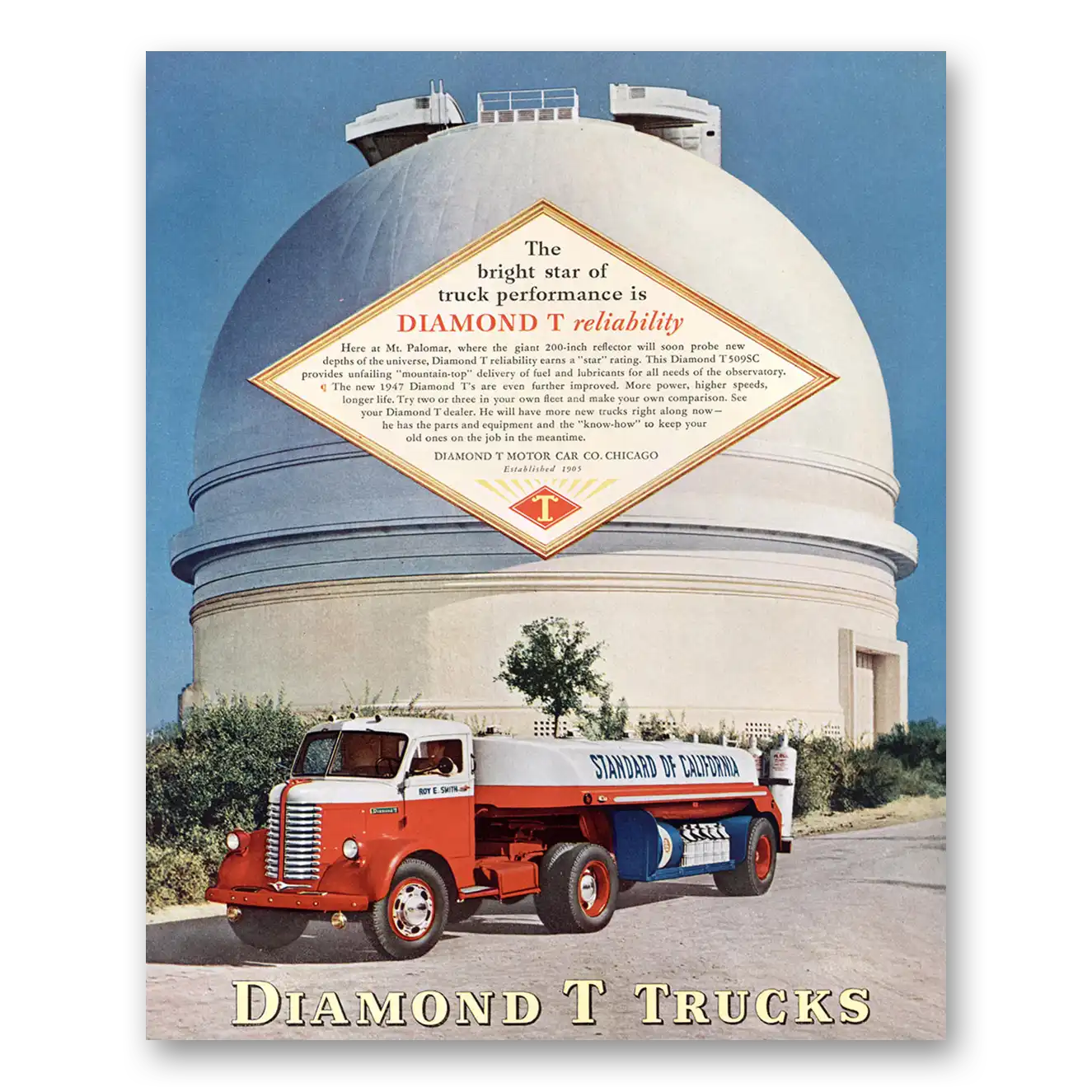 1947 Diamond T Trucks Standard of California Vintage Magazine Print Ad