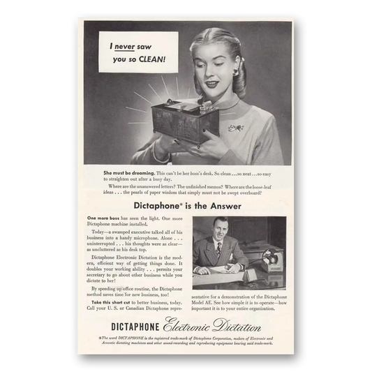 1947 Dictaphone I Never Saw You So Clean Vintage Magazine Print Ad