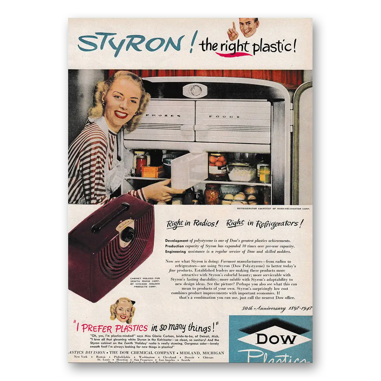 1947 Dow Plastics Styron the Right Plastic Vintage Magazine Print Ad