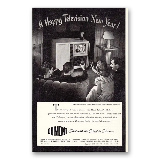 1947 DuMont Television Happy Television New Year Vintage Magazine Print Ad