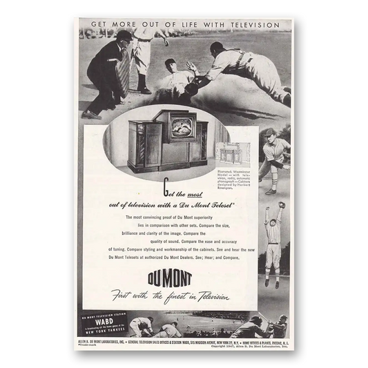 1947 DuMont Television New York Yankees Vintage Magazine Print Ad