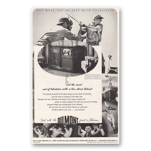 1947 DuMont Television Baseball Catcher Batter Vintage Magazine Print Ad