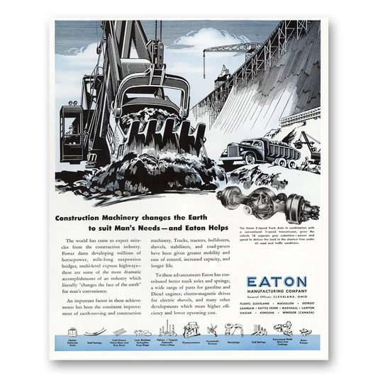 1947 Eaton Manufacturing Construction Machinery Vintage Magazine Print Ad