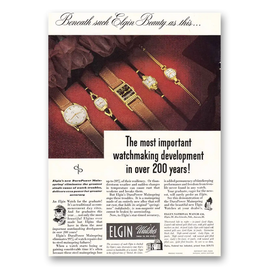 1947 Elgin Watch Beneath Such Elgin Beauty Vintage Magazine Print Ad