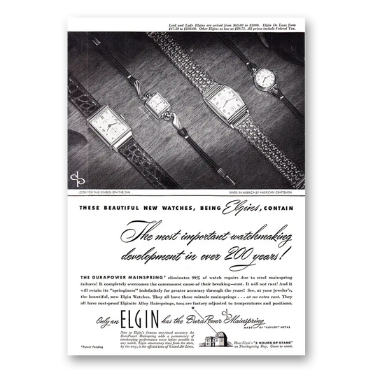 1947 Elgin Watch These Beautiful New Watches Being Elgins Vintage Magazine Print Ad