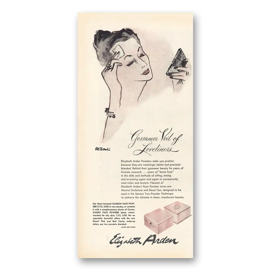 1947 Elizabeth Arden Gossamer Vail of Loveliness Vintage Magazine Print Ad