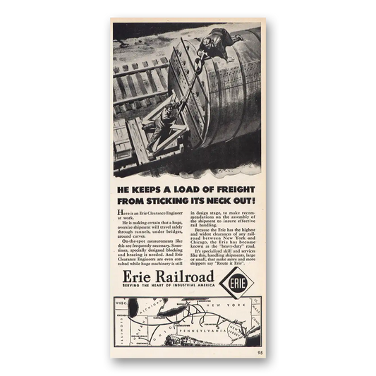 1947 Erie Railroad Load of Freight Vintage Magazine Print Ad