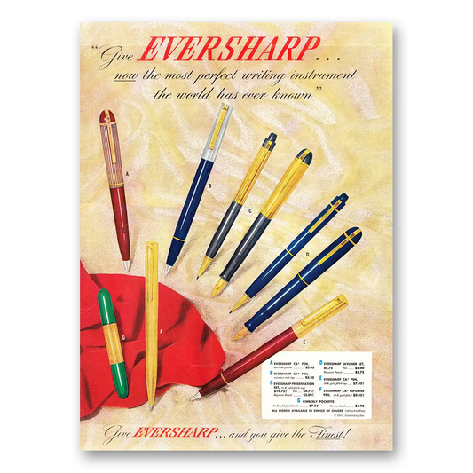 1947 Wahl Eversharp Now the Most Perfect Writing Instrument Vintage Magazine Print Ad