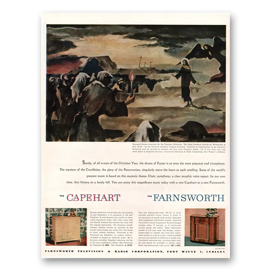 1947 Farnsworth Television Drama of Easter Vintage Magazine Print Ad