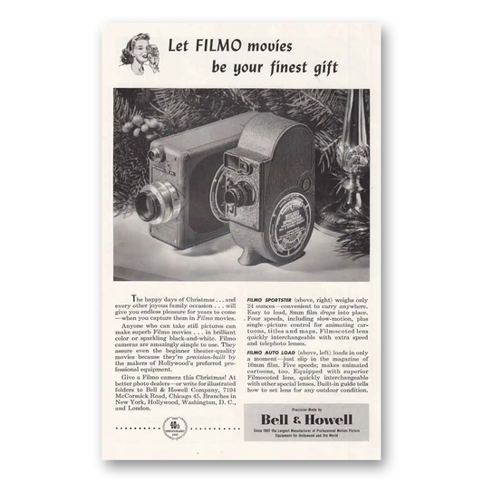 1947 Filmo Camera Finest Gift Vintage Magazine Print Ad