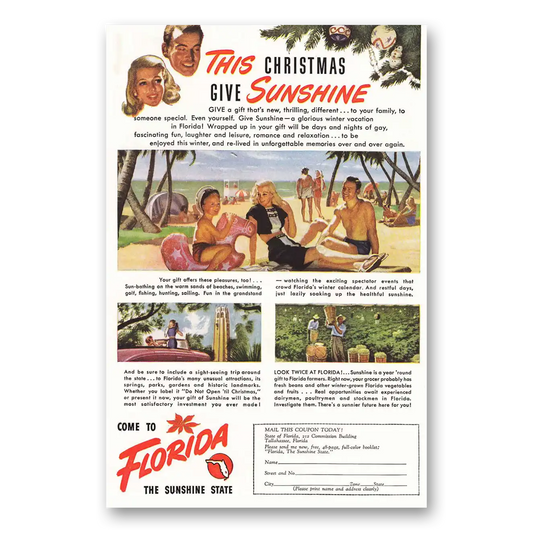 1947 Florida This Christmas Give Sunshine Vintage Magazine Print Ad