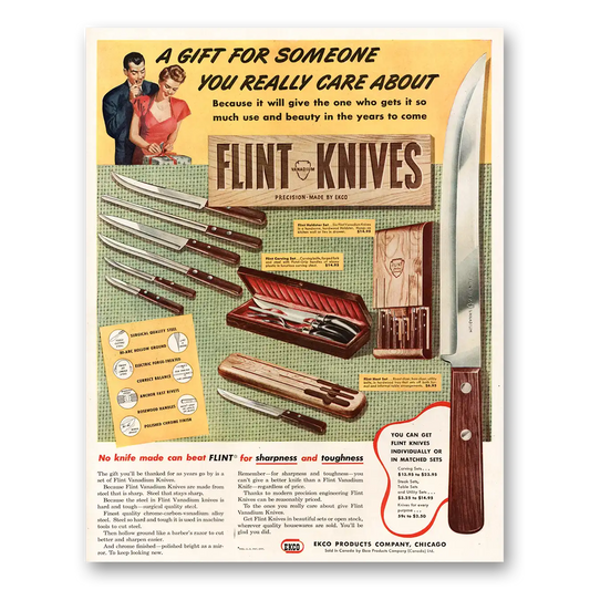 1947 Flint Knives Gift for Someone You Really Care About Vintage Magazine Print Ad