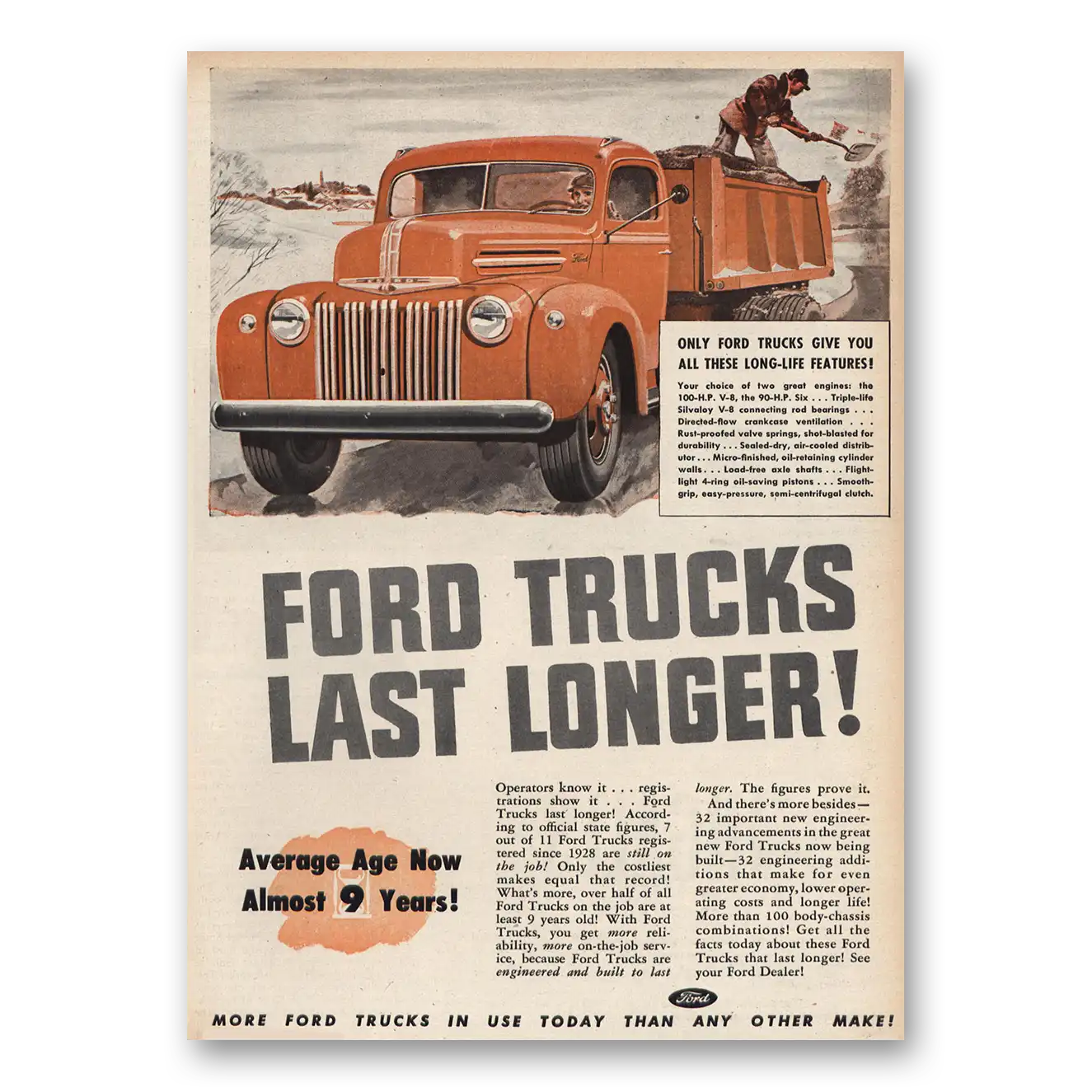 1947 Ford Trucks Average Age Now Almost 9 Years Vintage Magazine Print Ad