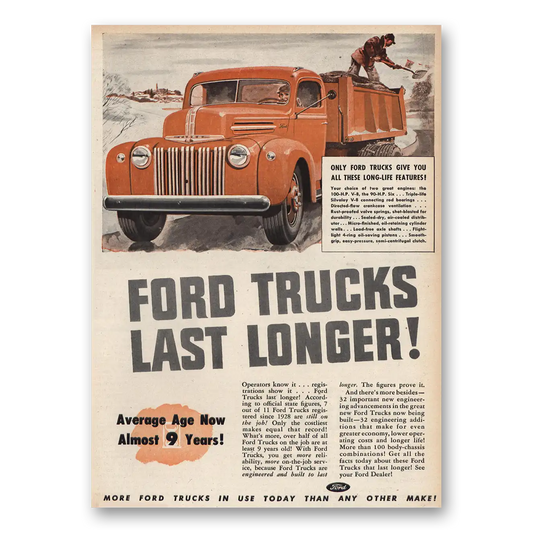 1947 Ford Trucks Average Age Now Almost 9 Years Vintage Magazine Print Ad