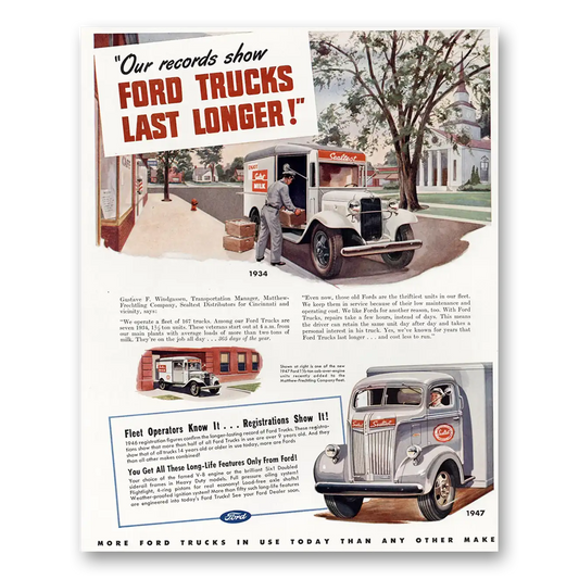 1947 Ford Trucks Sealtest Ice Cream Vintage Magazine Print Ad