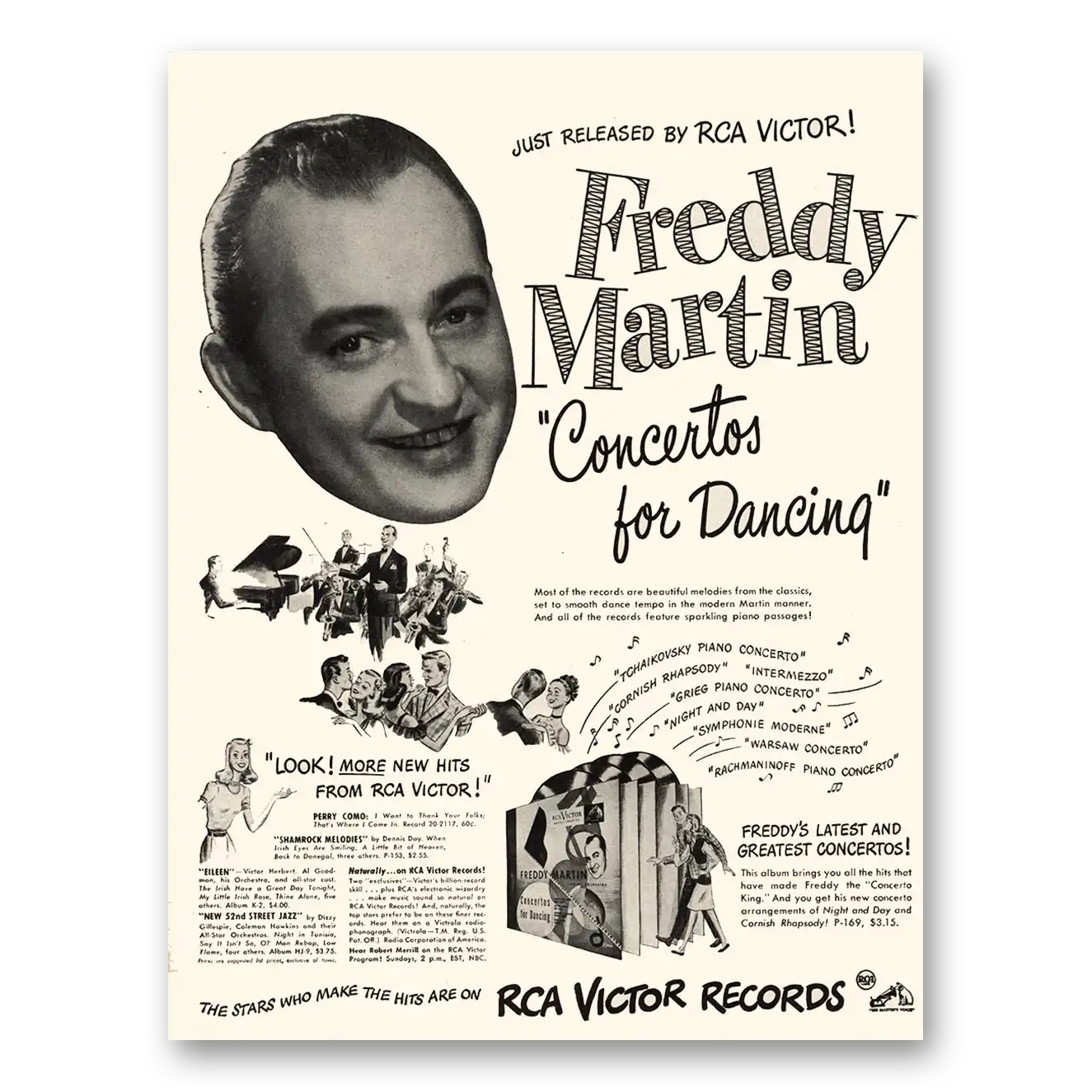 1947 Freddy Martin Promo Concertos for Dancing Vintage Magazine Print Ad