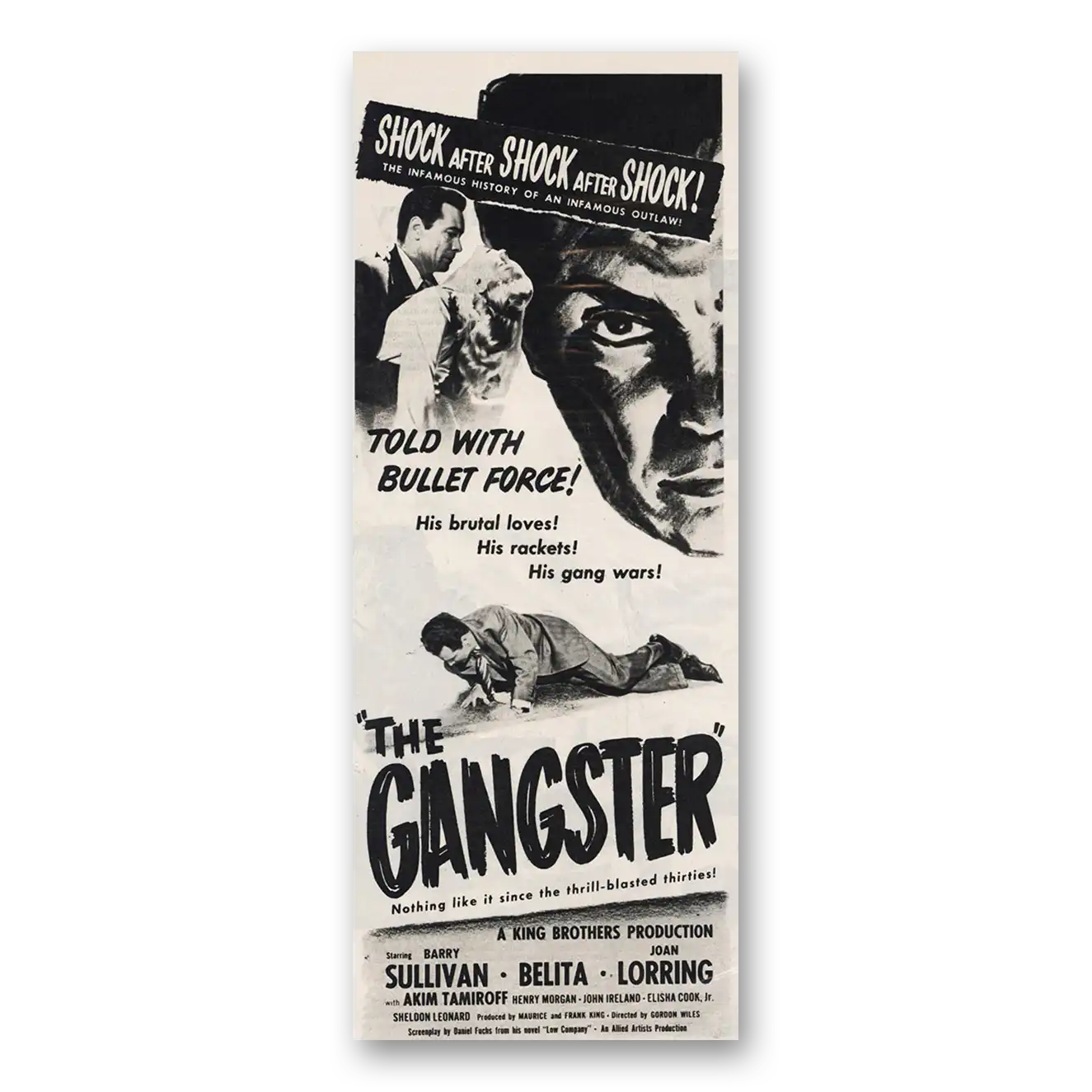 1947 The Gangster Movie Promo Barry Sulllivan Belita and Joan Lorring Vintage Magazine Print Ad