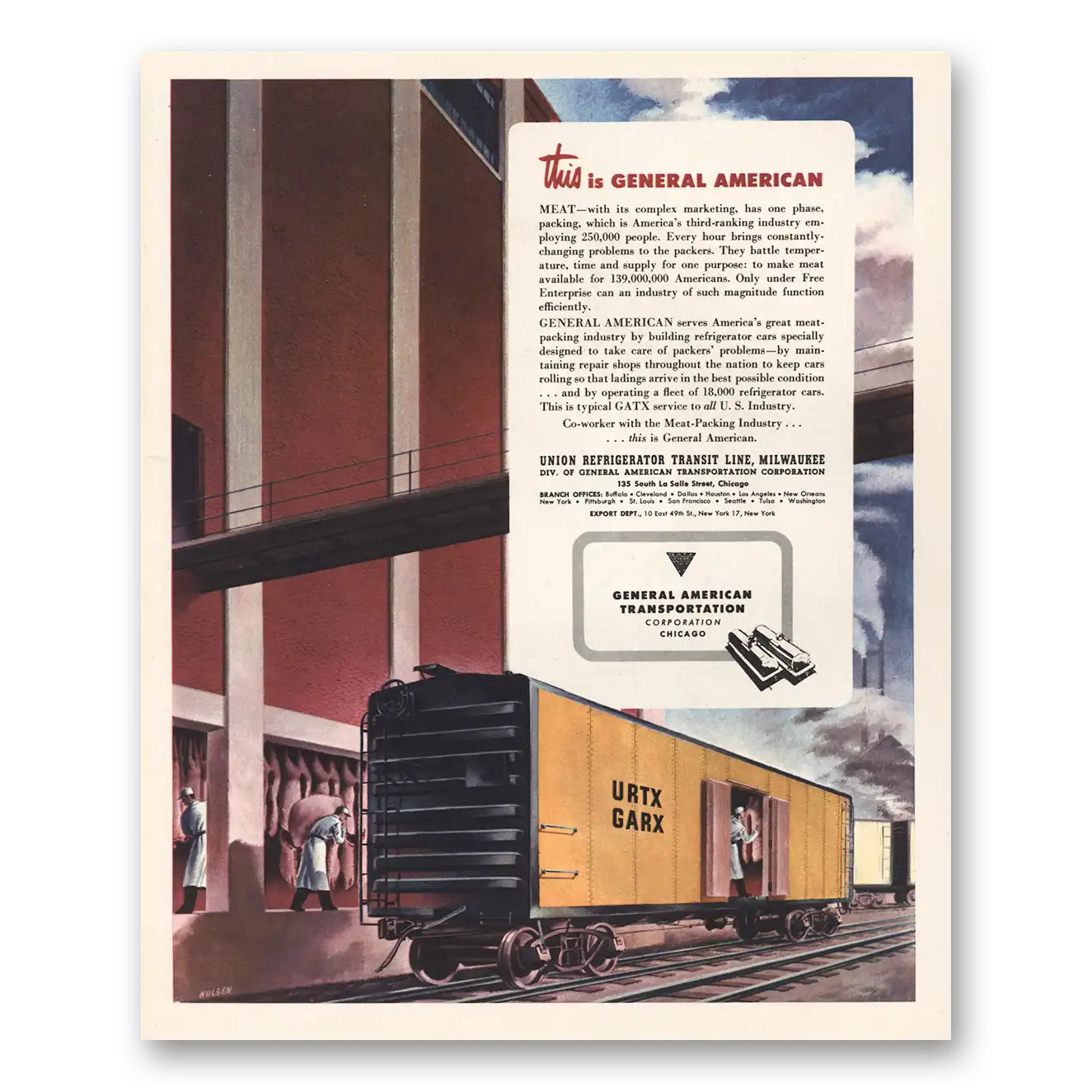 1947 General American Transportation GATX Meat Complex Marketing Vintage Magazine Print Ad