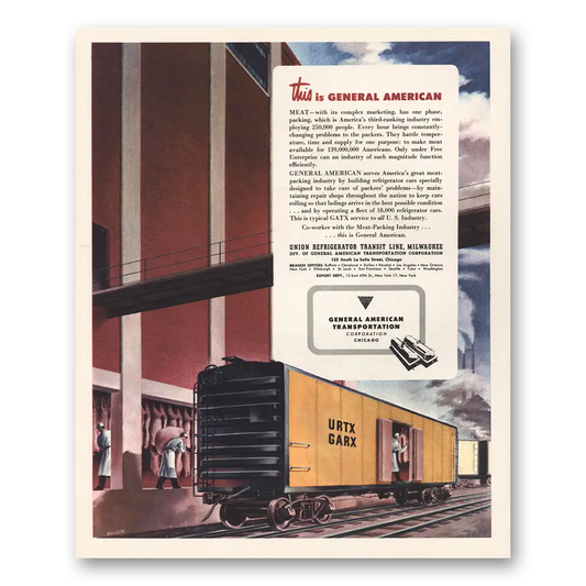 1947 General American Transportation GATX Meat Complex Marketing Vintage Magazine Print Ad