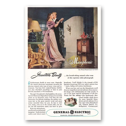 1947 General Electric Radio Irresistible Beauty Vintage Magazine Print Ad