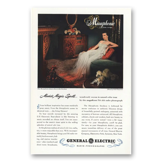 1947 General Electric Radio Musaphonic Stockton Vintage Magazine Print Ad