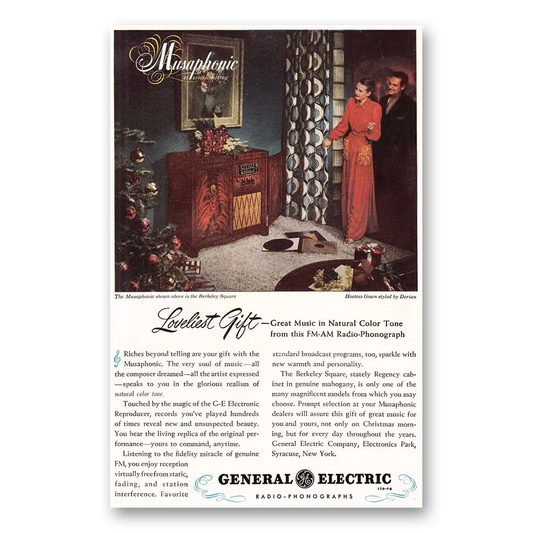 1947 General Electric Radio Musaphonic Berkeley Square Vintage Magazine Print Ad