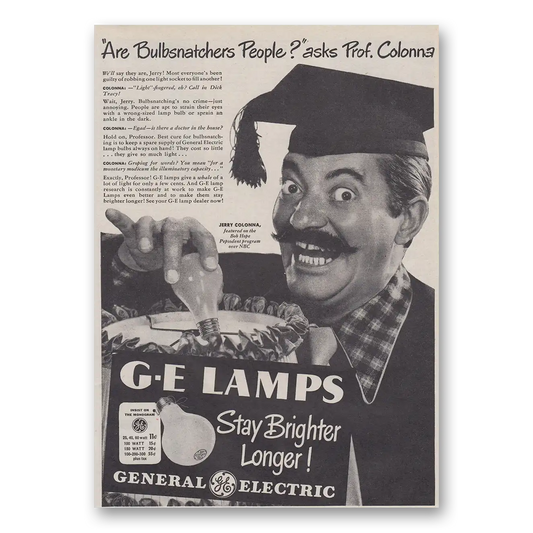 1947 GE Lamps Are Bulb Snatchers People Prof Colonna Vintage Magazine Print Ad