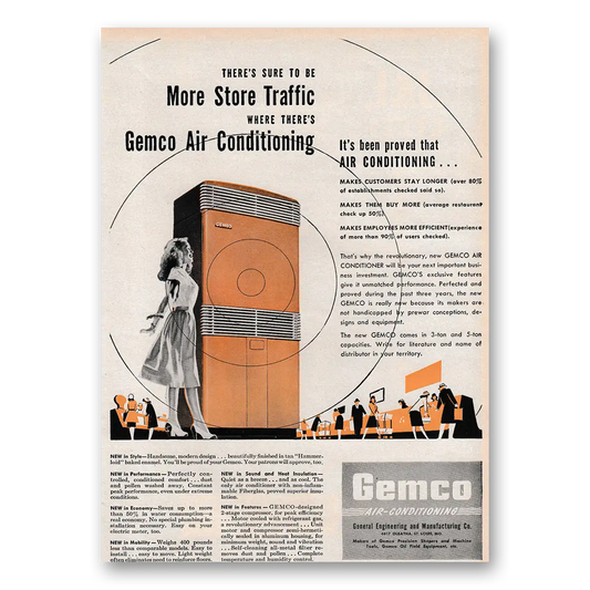 1947 Gemco Air Condioning More Store Traffic Vintage Magazine Print Ad