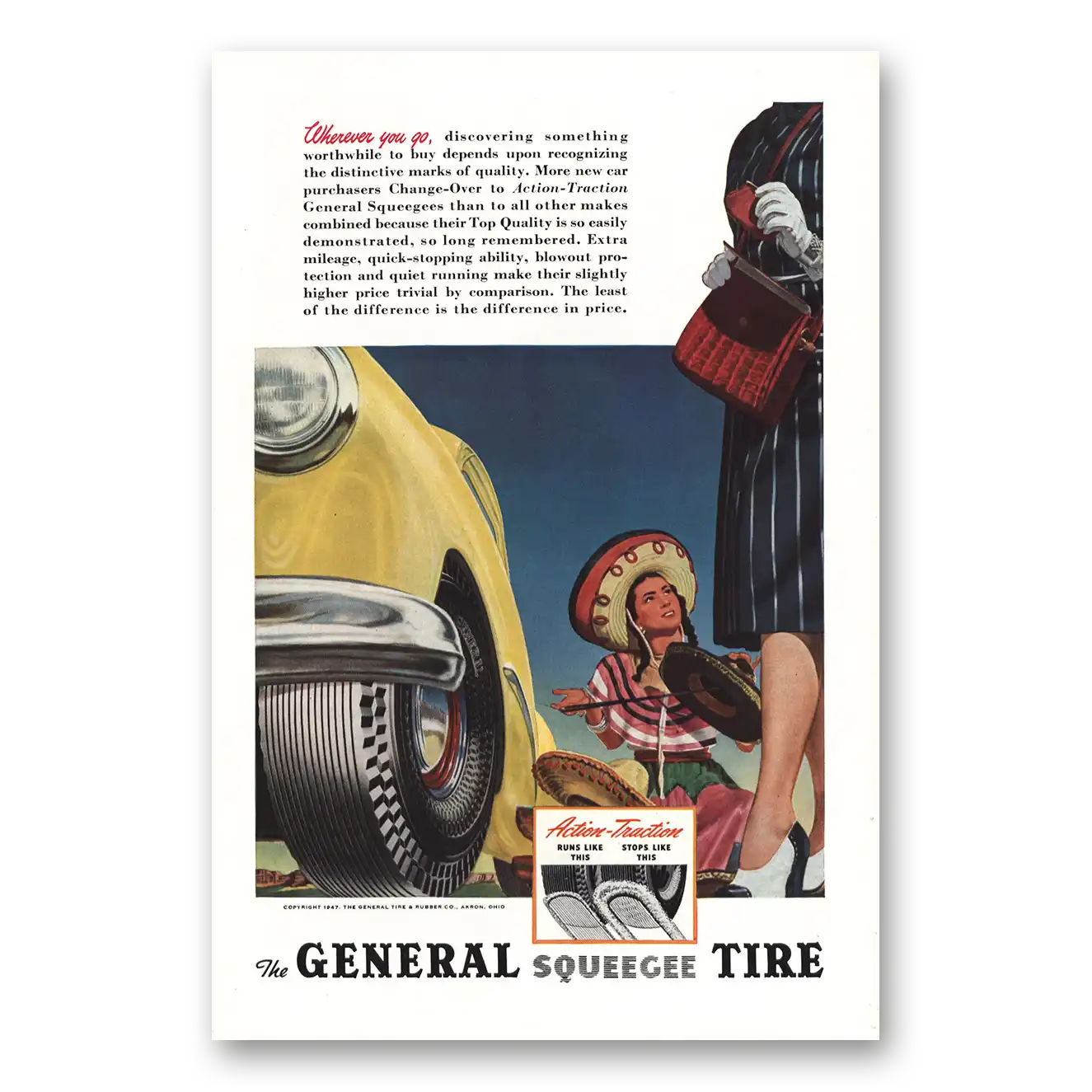 1947 General Tire Discovering Something Worthwhile Vintage Magazine Print Ad