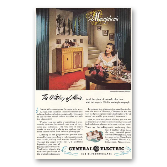 1947 General Electric Radio Musaphonic General Electric Witchery of Music Vintage Magazine Print Ad