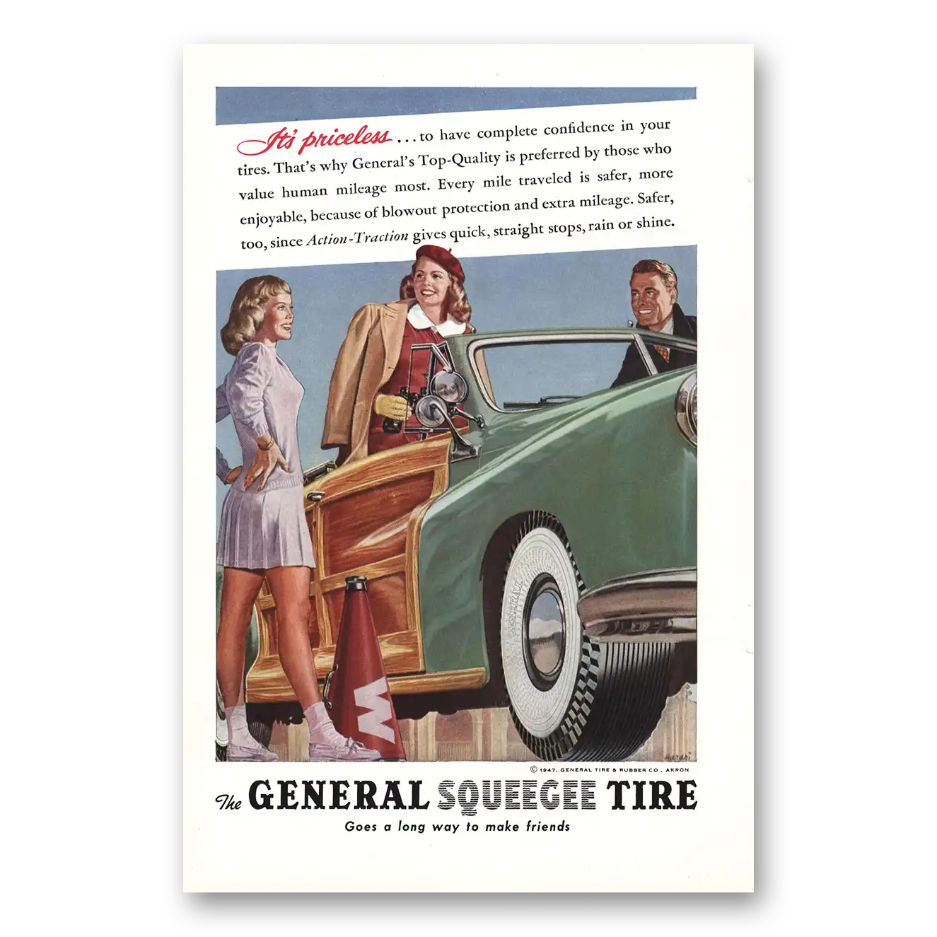 1947 General Squeege Tires Priceless To Have Complete Confidence Vintage Magazine Print Ad