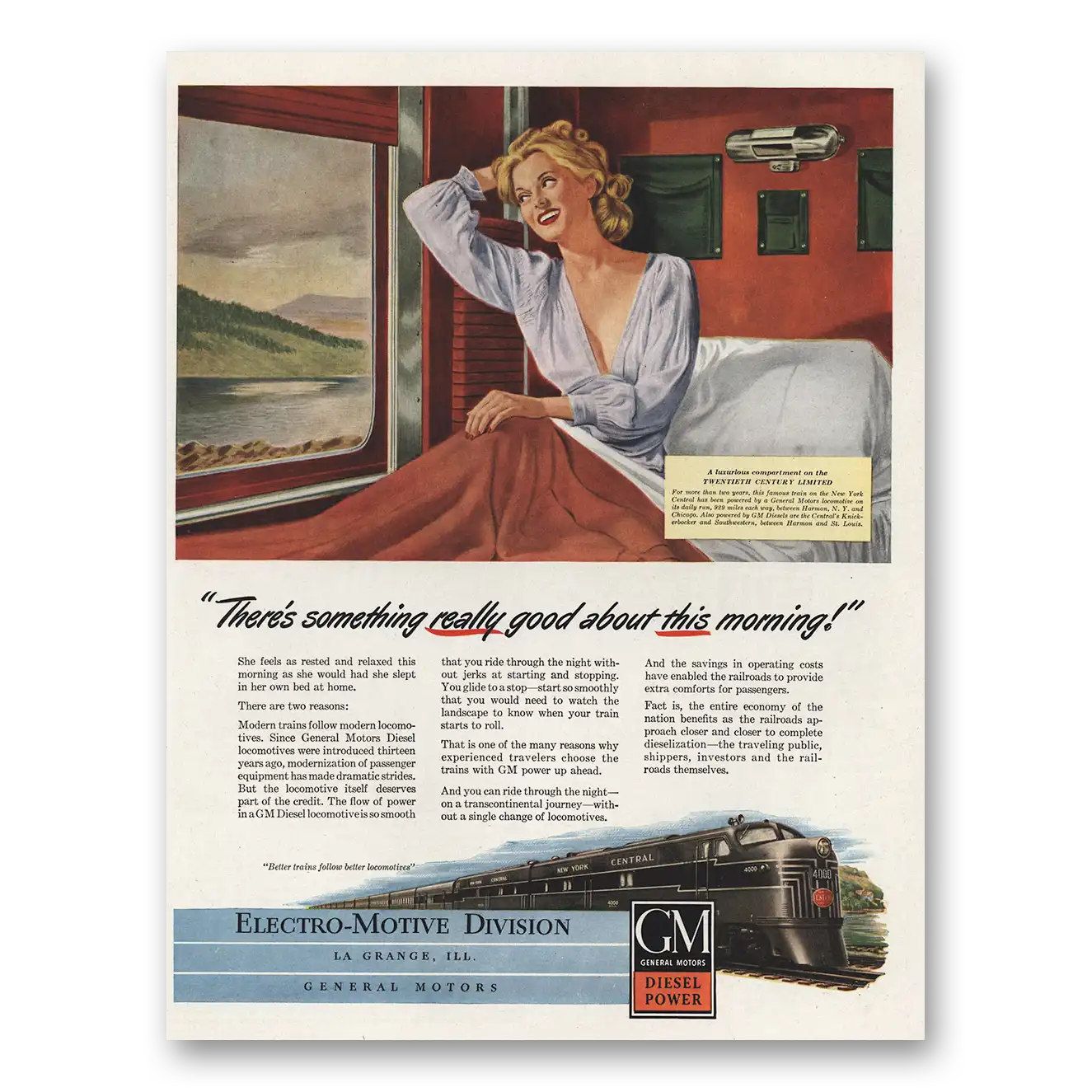 1947 GM Electro Motive Something Really Good About This Morning Vintage Magazine Print Ad