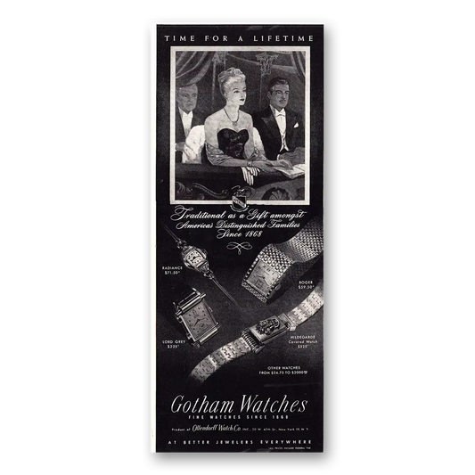 1947 Gotham Watches Time for a Lifetime Vintage Magazine Print Ad
