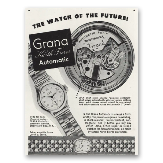 1947 Grana Watch Future Vintage Magazine Print Ad
