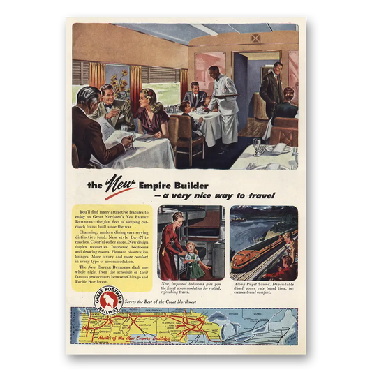 1947 Great Northern Railway Very Nice Way to Travel Vintage Magazine Print Ad