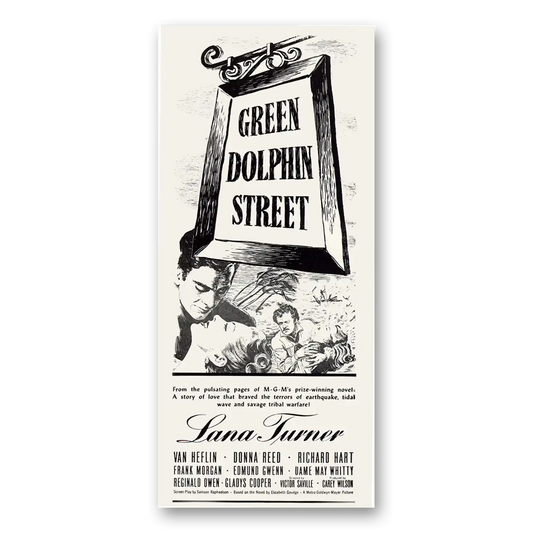 1947 Green Dolphin Street Movie Promo Lana Turner and Van Heflin Vintage Magazine Print Ad