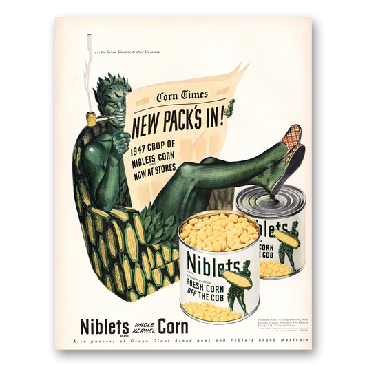 1947 Green Giant Corn Times Vintage Magazine Print Ad