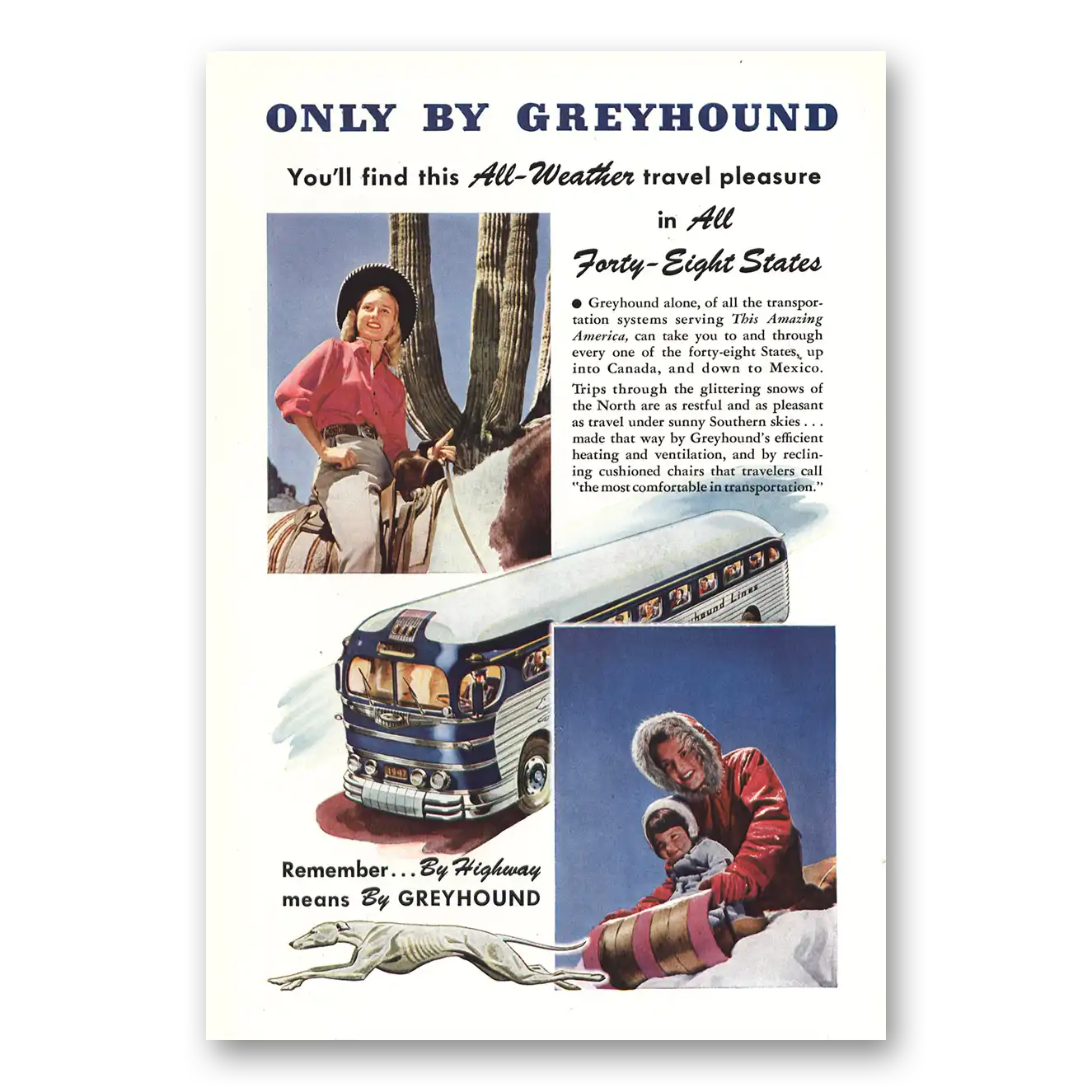 1947 Greyhound Forty Eight States Vintage Magazine Print Ad