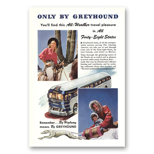 1947 Greyhound Forty Eight States Vintage Magazine Print Ad