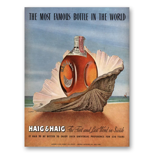 1947 Haig & Haig Most Famous Bottle in the World Vintage Magazine Print Ad